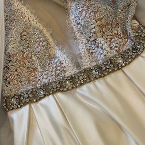 White Backless Low cut Ball Gown Dress